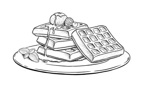 Vector illustration of Waffles on plate Stock Illustration