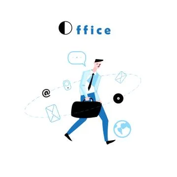 Vector illustration of a walking manager to work Stock Illustration