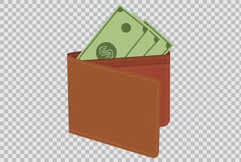 Vector illustration of a wallet filled with dollar bills Stock-Illustration