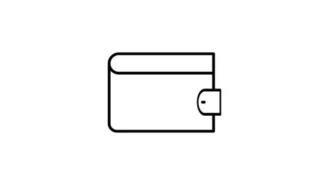 Vector illustration of a wallet icon, featuring a simple design with a fold.. Stock Footage 332768573