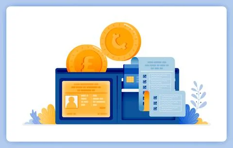 Vector illustration of wallet for saving up and managing money asset conventi Stock Illustration
