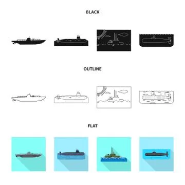 Vector illustration of war and ship sign. Collection of war and fleet vector Stock Illustration
