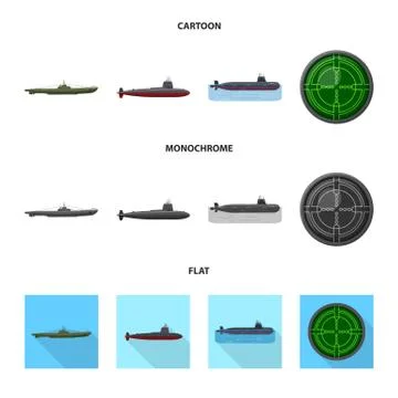 Vector illustration of war and ship icon. Set of war and fleet vector icon for Stock Illustration