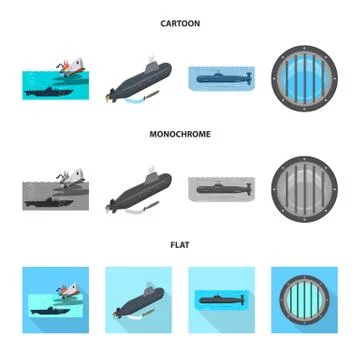 Vector illustration of war and ship icon. Set of war and fleet stock vector Stock Illustration