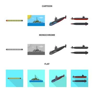 Vector illustration of war and ship sign. Collection of war and fleet stock Stock Illustration