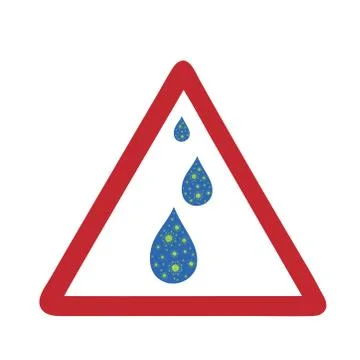 Vector illustration of warning sign contaminated drop of water by bacteria on Stock Illustration