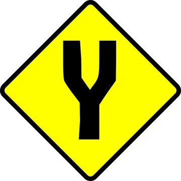 Vector illustration of a warning sign for a fork in road イラスト素材