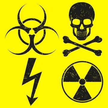 Vector illustration of warning signs set, symbols. Stock Illustration