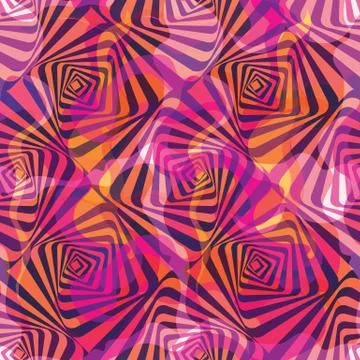 VECTOR ILLUSTRATION OF WARPED RHOMBUSES, WAVES AND CURVED STRIPES.. Stock Illustration