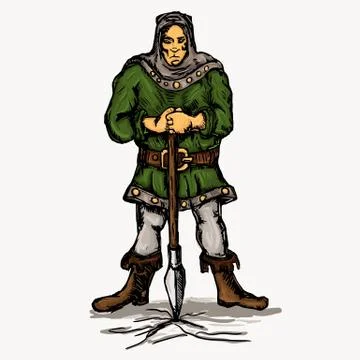 Vector illustration of a warrior with a spear Stock Illustration