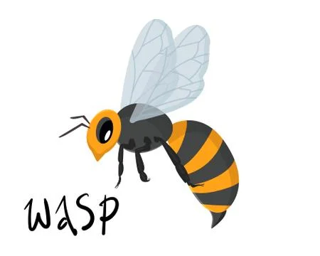 Vector illustration with wasp, bee on a white background isolated Stock Illustration