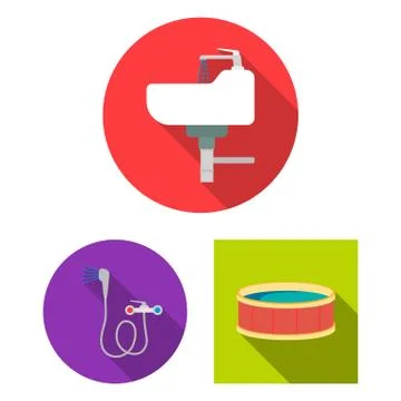 Vector illustration of water and drop sign. Collection of water and splash stock Stock Illustration
