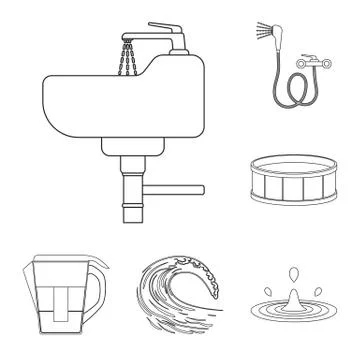 Vector illustration of water and drop logo. Set of water and splash stock vector Stock Illustration