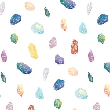 Vector illustration of watercolor crystal pattern on white background. Иллюстрация