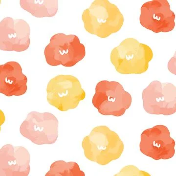 Vector illustration of watercolor flower pattern on white background. Stock Illustration