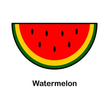 Vector illustration of a watermelon slice, in cartoon style. Illustrazione stock