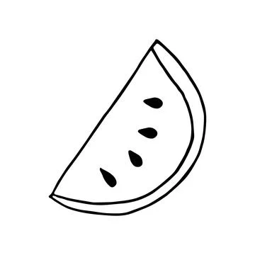 Vector illustration of watermelon slice in doodle style Stock Illustration