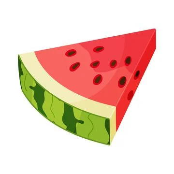Vector illustration of a watermelon wedge. Triangle shaped watermelon slice flat Stock Illustration