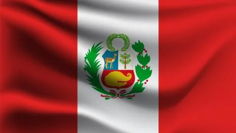 Vector illustration of a waving flag of Peru. Stock Illustration