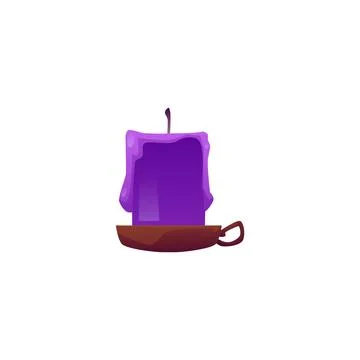 Vector illustration of wax candle with wick and stand with handle. Stock Illustration