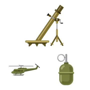 Vector illustration of weapon and gun sign. Set of weapon and army stock symbol Stock Illustration