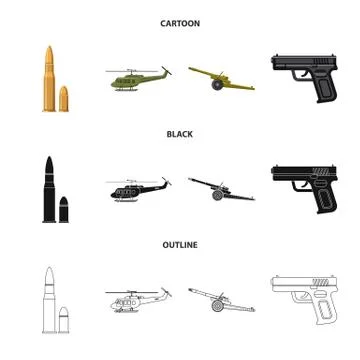 Vector illustration of weapon and gun sign. Set of weapon and army vector icon Stock Illustration