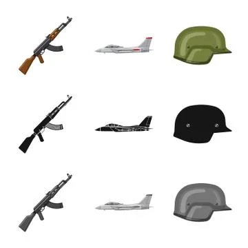 Vector illustration of weapon and gun icon. Collection of weapon and army stock Stock Illustration