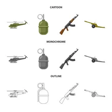 Vector illustration of weapon and gun icon. Collection of weapon and army stock Illustrazione stock