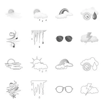 Vector illustration of weather and climate logo. Set of weather and cloud stock Stock Illustration