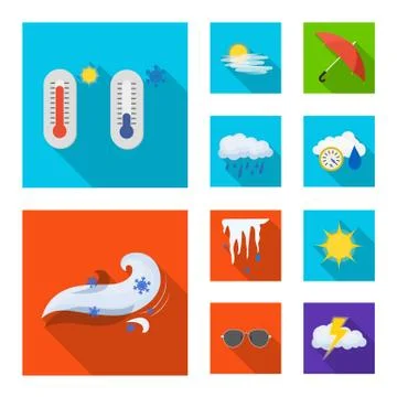 Vector illustration of weather and climate logo. Set of weather and cloud stock Stock Illustration