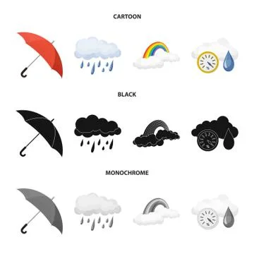 Vector illustration of weather and climate logo. Set of weather and cloud vector Stock Illustration
