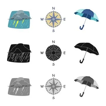 Vector illustration of weather and climate sign. Set of weather and cloud stock Illustrazione stock