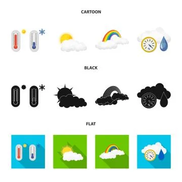 Vector illustration of weather and climate logo. Collection of weather and cloud Stock Illustration