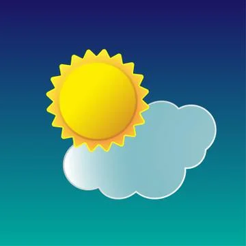 Vector illustration of weather icon sun with cloud Stock Illustration