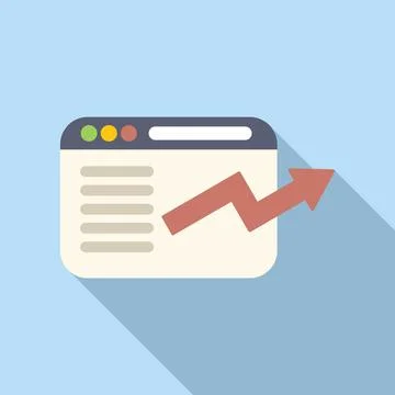 Vector illustration of a web browser with a rising arrow indicating growth Illustrazione stock