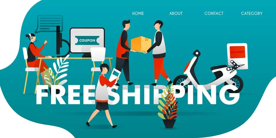 Vector illustration for web concept. courier who deliver package to customers Stock Illustration