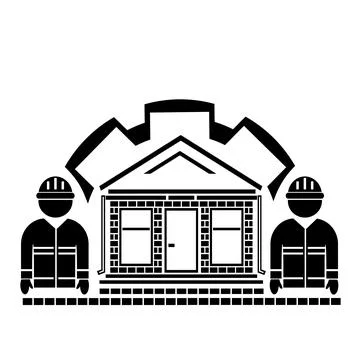 Vector illustration, web icon of a construction contractor. Industry and repair. Stock Illustration