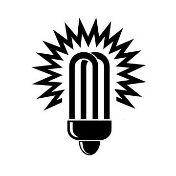 Vector illustration, web icon of an electric lamp with light. Stock Illustration
