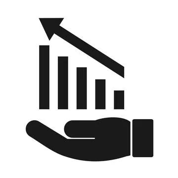 Vector illustration, web icon of a growth chart and a hand. Stock Illustration