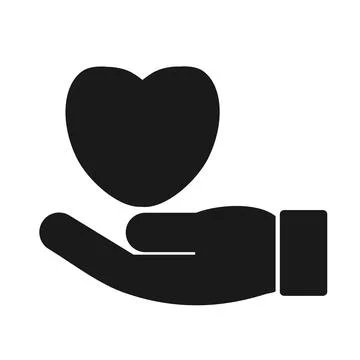 Vector illustration, web icon. Heart and hand. Illustrazione stock