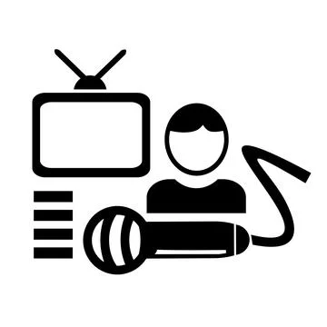 Vector illustration, web icon. Microphone. Television and presenter. Stock Illustration
