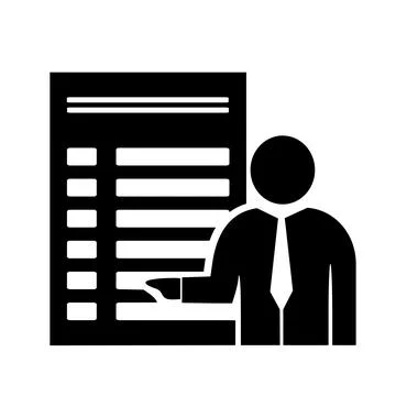 Vector illustration, web icon of a person and a blackboard. Stock Illustration