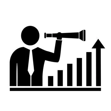 Vector illustration, web icon of a person looking at a target. Stock Illustration