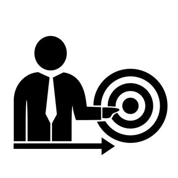 Vector illustration, web icon of a person looking at a target. Stock Illustration
