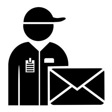 Vector illustration, web icon of a person with courier delivery. Stock Illustration