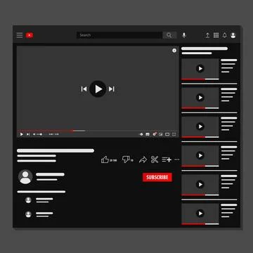 Vector illustration of web page view video black Stock Illustration