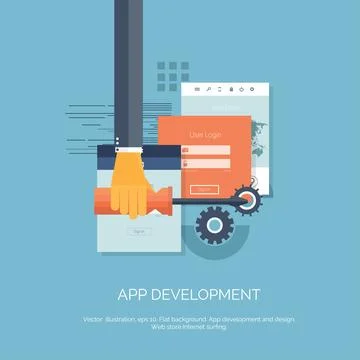 Vector illustration. Web search. Flat computing background. Programming ,coding Stock Illustration