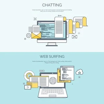 Vector illustration. Web search. Flat computing background. Programming ,coding Stock Illustration