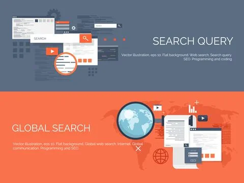 Vector illustration. Web search. Flat computing background. Programming ,coding Stock Illustration