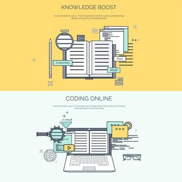 Vector illustration. Web search. Flat computing background. Programming ,coding Stock Illustration